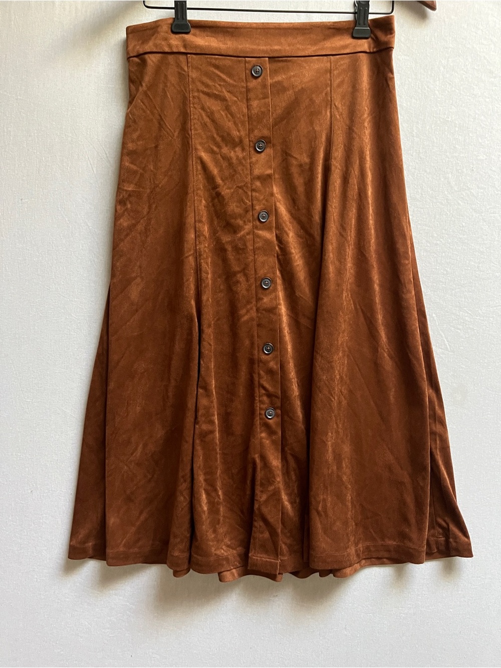 Banana Republic Vegan Suede Button Midi Skirt Brown Caramel Size 4 NWT